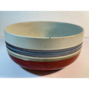 Vintage Otagiri Mirage Large Bowl Stoneware Pottery Rust Blue 7" READ WEAR